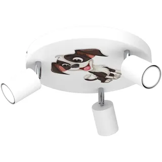 Kinderzimmerlampe Deckenleuchte Weiß Ø 30cm schwenkbar 3x GU10 Metall Strahler