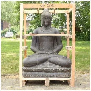 Oriental Galerie Dekofigur XXL Buddha Figur Gartenfigur aus Lavastein Sitzend 150 cm Meditation (1 St) grau