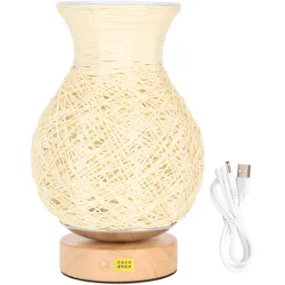 Toivize Vase Nachttischlampe Aus Rattan, 22 Cm, Kabellos, Usb-aufladbar, Dimmbares Warmes Licht, Skandinavisches Design, 1600-mah-akku