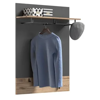Newroom Garderobe Eiche 90 cm, Garderobe Eiche Basalt Grau Industrial Garderobenpaneel Kompaktgard... grau