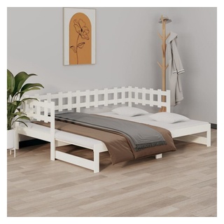 vidaXL Bett Tagesbett Ausziehbar Weiß 2x(80x200) cm Massivholz Kiefer weiß 200 cm x 80 cm