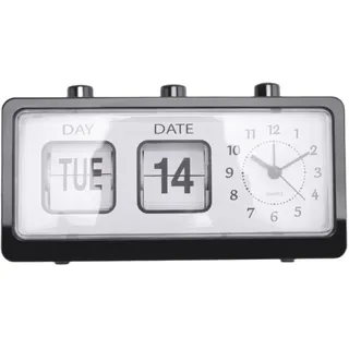 Pesfehhy Mechanische Neuheit Flip Clock Desktop Digitaluhr mit Kalender Uhr Home Decor Retro Decor,Schwarz