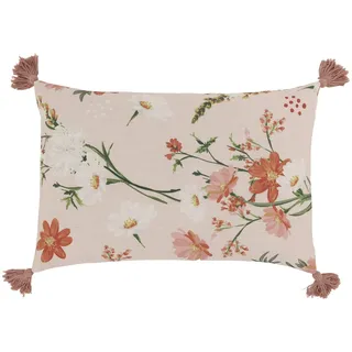 Chic Antique Aix Kissebezug mit Quasten und Blumenmotiv, 60 x 40 cm, rosa