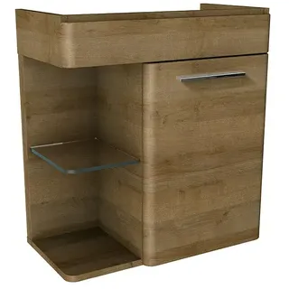 Camargue Faro Mini Waschbeckenunterschrank  (55 x 29,5 x 60 cm, Berg Eiche, Mit Beleuchtung)