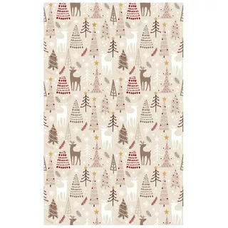 MANI TEXTILE - Weihnachts-Teppich, Beige, Maße: 50 x 80 cm