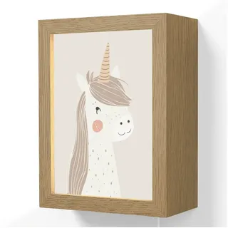 OnlyWow Wandleuchte Lightbox Einhorn - Pastellfarben - Einhorn - Mädchen, Dimmbar, Farbwechsel, LED, Warmweiß, Kaltweiß, Neutralweiß Einstellbar, Wandlampe Innen, Dimmbar, mit Kabel, LED, Beleuchtung, Kinderzimmer 15 cm x 8 cm x 20 cm