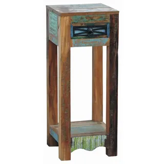 Landscape Beistelltisch, Mehrfarbig, Holz, Altholz, 1 Schublade(n) Schubladen, quadratisch, eckig, 30x75x30 cm, ISO 9001, Holzmöbel, Holztische, Beistelltische Holz