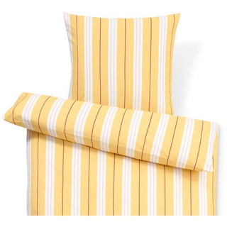Premium-Baumwoll-Bettwäsche - gelb - 100% Baumwolle- Maße: 155 x 220 cm - weiß