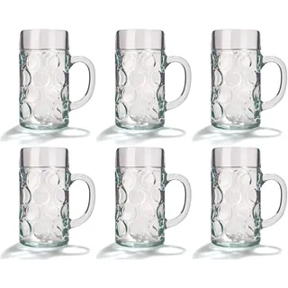 Stölzle Lausitz Isar 6er Set Bierkrug aus Glas, Volumen: 500ml, 5000052