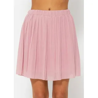 SASSYCLASSY Plisseerock Mini Plissée Rock Damen mit Gummibund Elegant A-Linien-Rock kurz aus Chiffon mit Unterrock und Ton in Ton Nähten rosa L