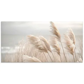 ARTLAND Wanddeko Glasbilder Wandbild Glas Bild 100x50 cm boho deko aesthetic room decor Pampasgras Schilf Strand Meer U5PE
