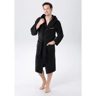 Bruno Banani Unisex-Bademantel Daniel, ideal für Sauna & Spa, Hotelbademantel, Morgenmantel, Langform, Veloursfrottier, Kapuze, Gürtel, Damen & Herren Bademantel, lang, mit Taschen, S-5XL grau S