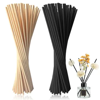 halercay 100 Stück Raumduft Stäbchen, Aroma Diffuser Stäbchen, Raumduft für Büro, Zuhause, Spa, Dekoration, Raumerfrischung, für Badezimmer, Wohnzimmer, Büro (Natur, Schwarz)