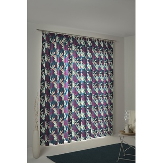 Vorhang ADAM "Jungle" Gardinen Gr. 145 cm, Kräuselband, 145 cm, bunt (dunkelblau, lila) Kräuselband nachhaltig