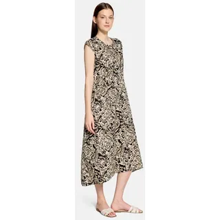Cartoon Midikleid mit Muster Beige/Schwarz 34