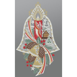 Plauener Spitze® Fensterbild Weihnachtsglocke mit Adventskerze, HxB 35x21cm
