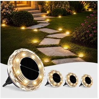pedete LED Solarleuchte Solar-Bodenstrahler 4 Stück für den Außenbereich LED-Lampen Garten, Solar-Lampe, Bodenleuchte, Gartenstrahler, Tageslichtweiß,Warmweiß, Solar lampen für außen,gartendeko,Solar-Erdspieß gelb