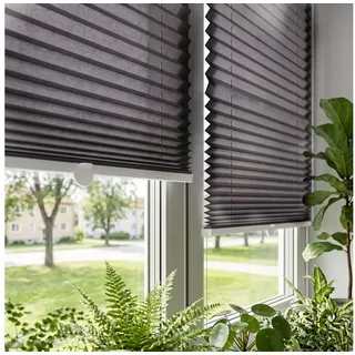 Salcar Plissee Plissee ohne Bohren Klemmfix Rollo verspannt für Fenster Lichtschutz, blickdicht mit Klemmträger im Fixmaß für Fenster und Türen 90 cm x 120 cm