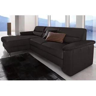 sit&more Ecksofa SIT & MORE "Ascara L-Form", schwarz, B:251cm H:85cm T:165cm, NaturLeder;Luxus-Microfaser (100% Polyester);Softlux-Kunstleder;Primabelle-Microfaser (100% Polyester), Sofas, Ecksofa, inklusive Boxspring/Federkern-Polsterung, wahlweise mit 
