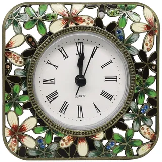 Pewery Dekorative Mini-Tischuhr, Vintage, Metall, leise, analoge Uhr, Quarz, batteriebetrieben, Tischuhr für Wohnzimmer, Dekoration, Regal