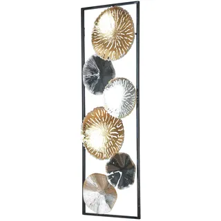 levandeo 3D Wandbild 30x90cm Ringe Metall Silber Kupfer Gold Deko Wandkunst Design Metallbild Teller Wanddeko