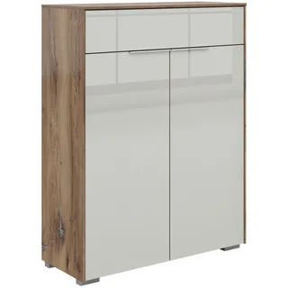 Voleo Kommode, Hellgrau, Eiche dunkel, Kunststoff, 2 Fächer, 1 Schublade(n) Schubladen, 81x110x37 cm, Beimöbel erhältlich, in verschiedenen Holzdekoren erhältlich, Wohnzimmer, Kommoden & Sideboards, Kommoden
