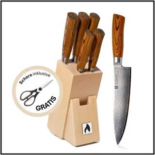 LIVINA HOME Messer-Set Set Kochmesser, 67-Damaststahl Messerset - 6-tlg. Küchenmesser Set (6-tlg., wahlweise als 5er oder 6er-Set erhältlich), Damastmesser Japanischer Art, Geschenkbox, Oster Deal Sale!