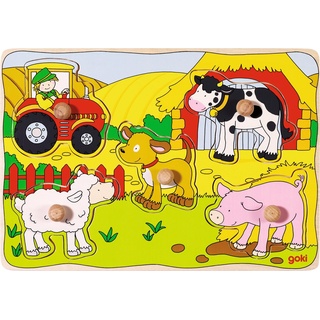 Goki Puzzle Holzpuzzle auf dem Bauernhof (5 Teile)