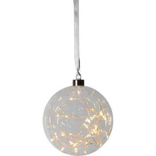 EGLO LED-Weihnachtskugel für Innen, beleuchtete Glaskugel zum Aufhängen | transparente Leuchtkugel zum Hängen, warmweiß, Strom-Betrieb, Ø 15 cm