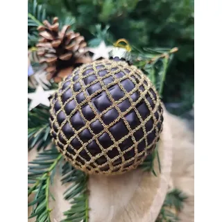 Christbaumkugel Nerio Raute, schwarz-gold Weihnachtskugel Nerio, Raute, schwarz-gold - matt