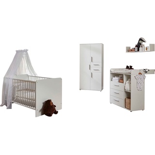 Babyzimmer-Komplettset BMG MÖBEL "Lea" Schlafzimmermöbel-Sets Gr. Mit Umbauseiten-Set + ohne Matratze, weiß Baby Komplett-Babybetten