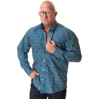 Relco Langarmhemd Herren Paisley blau grau L