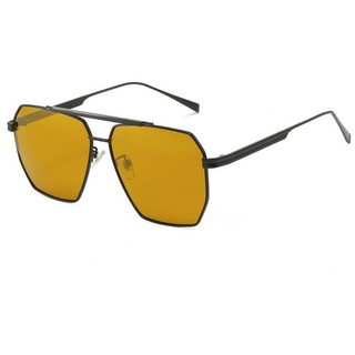 FIDDY Sonnenbrille Polarisierte Sonnenbrille Damen Herren Polarisierte Pilotenbrille (1-St) Stilvolle polarisierte Doppelstegbrille schwarz