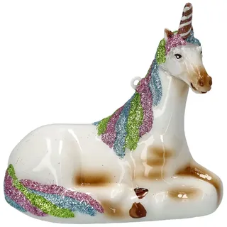 Figuren Shop GmbH Christbaumschmuck Weihnachtskugel - Einhorn - Fantasy Christbaumkugel Weihnachtsdeko (1-tlg) bunt