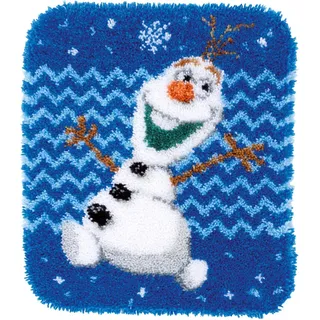 Vervaco Knüpfteppich Olaf Frozen Knüpfpackung, Stramin, weiß, 47 x 54 x 0,3 cm, 47 x 54 x 0,30 cm, PN-0166274
