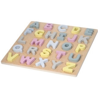 KINDSGUT Puzzle ABC-Puzzle, 26 Puzzleteile, Buchstaben, Alphabet, Motorik, Hanna, Buchstaben-Lern-Puzzle aus Holz für Babys und Kleinkinder bunt