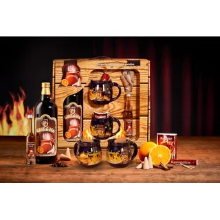 Feuerzangentasse Geschenkset, Schatzkiste, Blau/Rühmann - für Feuerzangenbowle