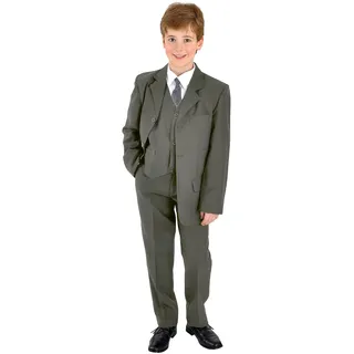 Anzug FAMILY TRENDS "Kombination Set 5 Teilig", Herren, Gr. 98, EURO-Größen, grau, 100% Polyester, unifarben, elegant, Anzüge, Sakko Hemd Krawatte Weste Hose