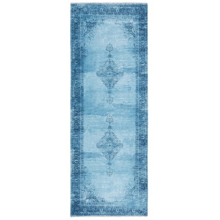 Designteppich MARYLOU, Tesso Living, rechteckig, Teppich Vintage Look, orientalisch, Wohnzimmer, Boho, modern, Kurzflor blau 80 cm x 195 cm
