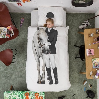 Snurk® - Kinder Bettwäsche Set, Amazone Bettwäsche, 135 x 200 cm, inkl. 1 Kissenbezug 80 x 80 cm, aus 100% Bio-Baumwolle