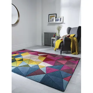 Wollteppich FLAIR RUGS "Falmouth, 100% Wolle", bunt (multi), B:160cm H:10mm L:230cm, Wolle, Teppiche, aus Naturfaser, bunt, Teppich, Wohnzimmer, Schlafzimmer, Esszimmer