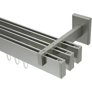 GARDINENSTANGE INNENLAUF Smartline Paxo 280 cm (geteilt in 2 x 140 cm), 3-läufig, 14x35 mm Edelstahl-Optik