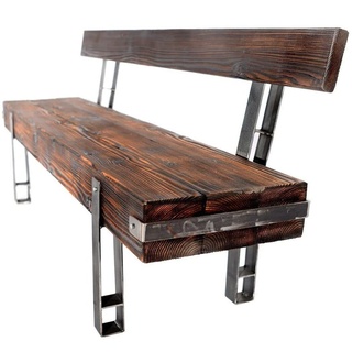 CHYRKA Sitzbank Bank LBR BRODY/BRODY+ Sitzbank Massiv-Holz Loft Vintage Bar Industrie Design Handmade Holz Metall braun 80 cm x 42 cm