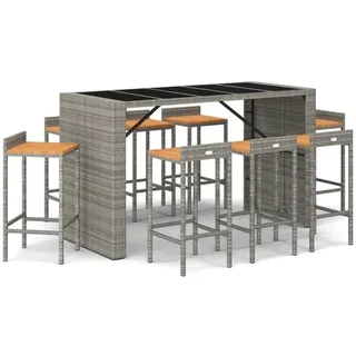 vidaXL Gartenbar-Set 9-tlg. Grau