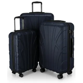 Suitline Hartschalen-Trolley S1, 4 Rollen, Kofferset 3-tlg Koffer, Trolleys TSA blau
