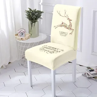 Morbuy Weihnachten Stuhlhussen 2/4/6er Set, Moden Hohen Zurück Stühle Stuhlbezug Für Esszimmer, Stretch Abnehmbare Waschbar Stuhlbezug, Für Party Bankett Weihnachten Dekoration (Beige,6pc)