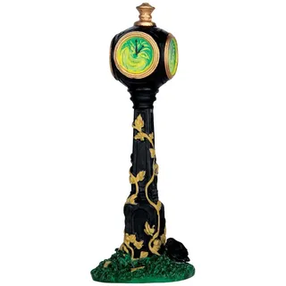 LEMAX - Creepy Clock 64052 Standuhr Halloween Spookytown | Verzogenes Zifferblatt tickt weg die Hexenstunde, Polyresin, gruseliges Stadtdorf, Tischdisplay