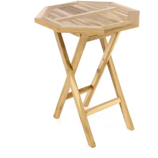 DIVERO Balkontisch Gartentisch Klapptisch Beistelltisch Holz Teak natur Ø 60 cm