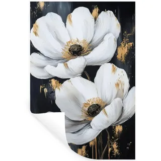 MuchoWow Wandsticker Blumen - Weiß - Abstrakt (1 St), Wandtattoo, Selbstklebend, Wohnzimmer, 40x60 cm 40 cm x 60 cm x 0.1 cm