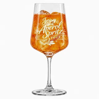 Aperol Spritz Glas mit Name - Personalisiertes Weinglas mit Gravur | Aperol Glas mit Wunschname | Geschenk Freundin Geburtstag Muttertag | Lasergravur (Spritz Tour)